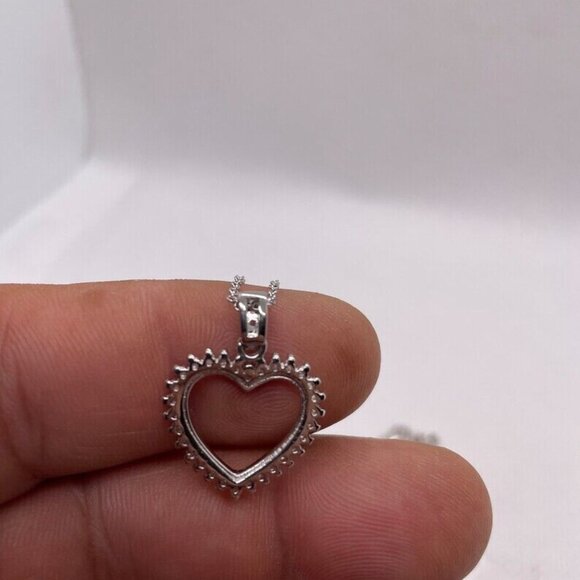 Open heart pendant necklace lab simulated diamonds 925 sterling silver - Picture 4 of 4